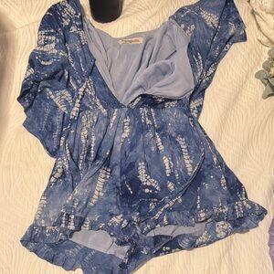 Blue Tie-Dye Women's Romper